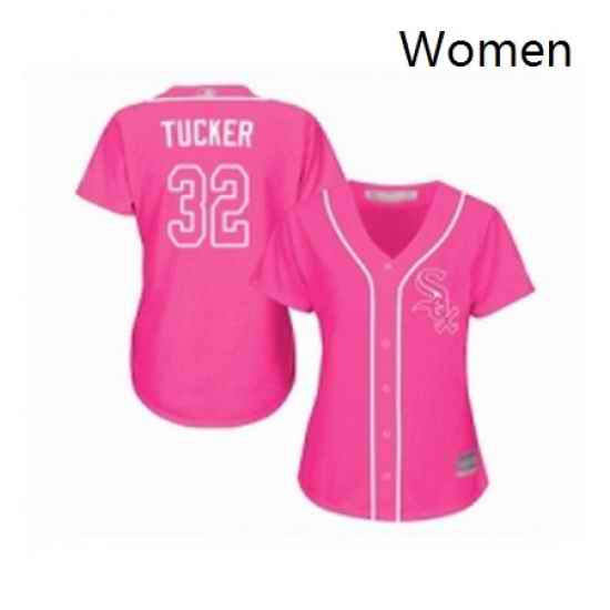 Womens Chicago White Sox 32 Preston Tucker Replica Pink Fashion Cool Base Baseball Jersey